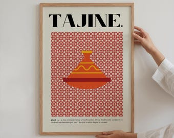 Moroccan Tajine Wall Art, Trendy Kitchen Print, Arabic Travel Print for Dining Room Decor