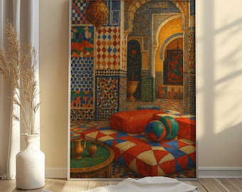 Moroccan Wall Art, Morocco Travel Poster, Maximalist Print for Boho Decor