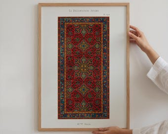 Islamic Wall Art, Persian Rug Print, Oriental Poster for Boho Decor, Ramadan Gift