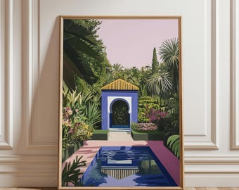 Marrakesh Moroccan Wall Art, Blue Jardin Majorelle Print, Morocco Architecture, Travel Decor
