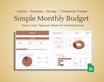 Plantilla de presupuesto mensual de hoja de cálculo de Google Sheets de finanzas personales simples de 2024 Seguimiento de gastos de ahorro de ingresos Hojas de presupuesto mensuales definitivas