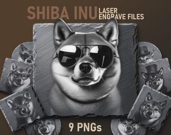 Archivos de grabado láser de Shiba Inu: Arte canino de alta resolución (descarga digital)