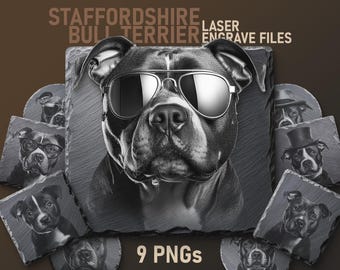 Staffordshire Bull Terrier Laser Engraving PNG Files: Dog Art (Digital Download)