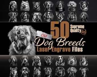 50 Senior Dog Breeds Laser Engraving PNG Clipart (Digital Download)