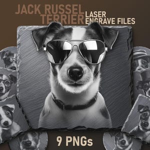 Jack Russell Terrier Laser Engraving PNG Files: Dog Art for Slate Coasters (Digital Download)