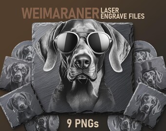 Weimaraner Laser Engraving PNG Files: Dog Art for Slate Coasters (Digital Download)