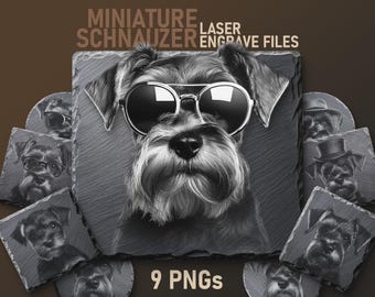 Miniature Schnauzer Laser Engraving Files: 9 PNG Designs (Digital Download)