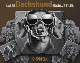 Dachshund Laser Engraving PNG Files: Dog Art for Slate Coasters (Digital Download)