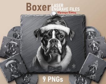 Fichiers PNG de gravure laser de Noël Boxer : art du père Noël (téléchargement numérique)