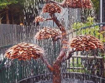 Garden fountain, copper tree, height 200cm