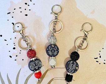 Zodiac Beaded Bar Keychain