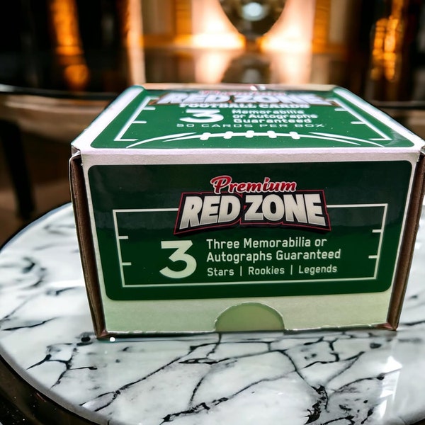 Red Zone Football Cards Mystery Box - 50 Premium Football Trading Cards - 3 Memorabilia or Autographs Guaranteed