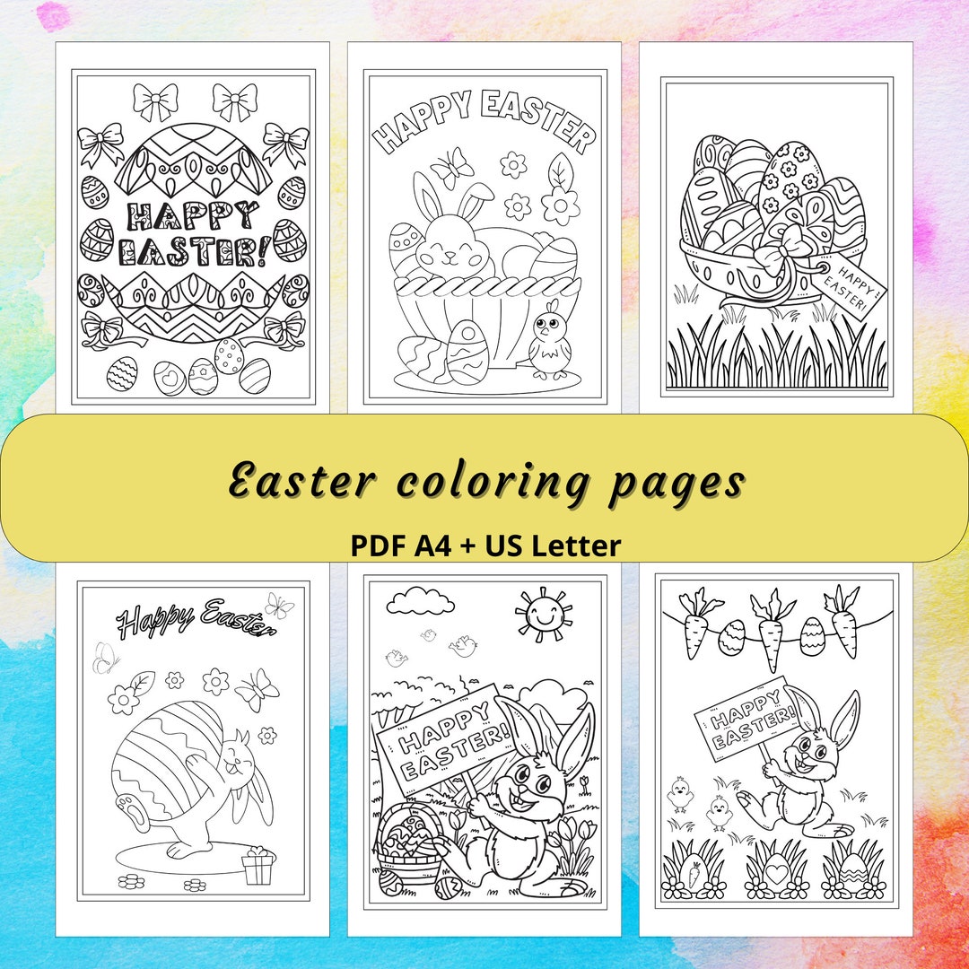 Printable Happy Easter Coloring Pages for Kids/ 10 Sheets Digital - Etsy