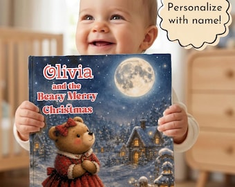 Personalized /baby Girl First Christmas Book, Custom Name Bear Storybook, Personalized Baby Memory Book Keepsake,1st Christmas Gift for Baby