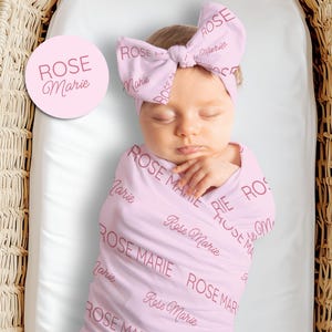 Full Name Swaddle Blanket, Bow And Swaddle Set, Newborn Swaddle With Name, Personalized Swaddle, Baby Name Swaddle,Newborn Baby Name Blanket