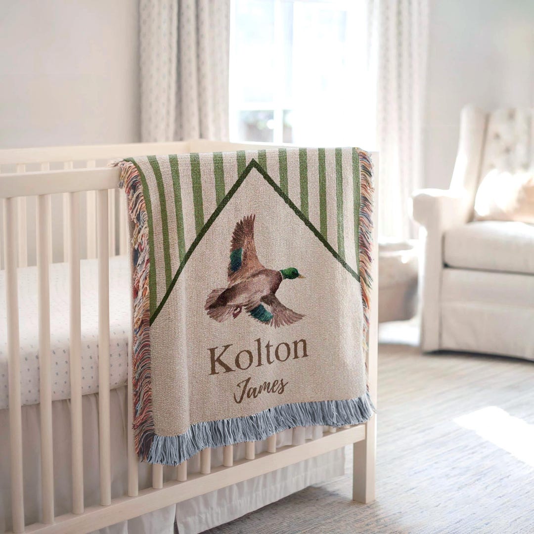 Personalized Mallard Duck Woven Throw Blanket With Name, Hunting Baby ...