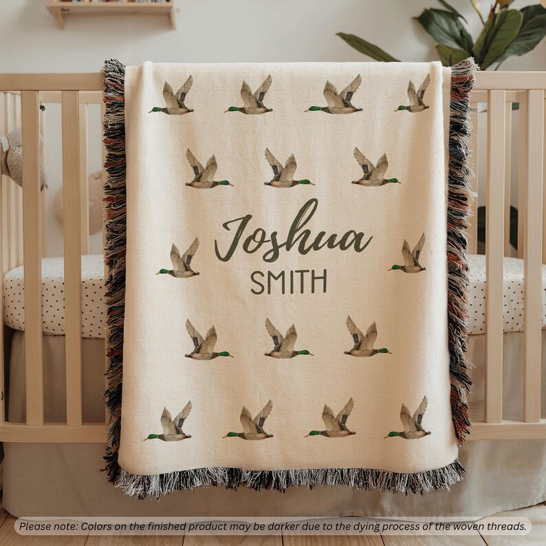 Personalized Mallard Duck Woven Throw Blanket With Name, Hunting Baby ...