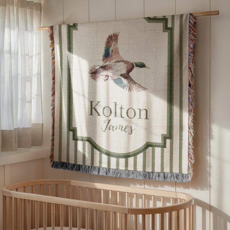 Personalized Mallard Duck Woven Throw Blanket With Name, Hunting Baby ...