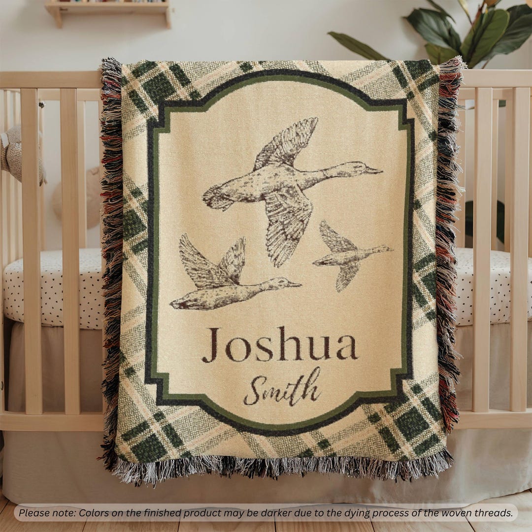 Personalized Mallard Duck Woven Throw Blanket With Name, Hunting Baby ...