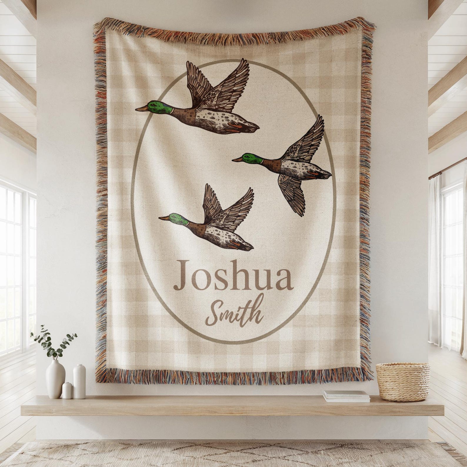 Personalized Mallard Duck Woven Throw Blanket With Name, Hunting Baby ...