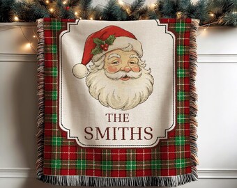 Personalized Family Christmas Blanket, Custom Last Name Woven Blanket, Est Year Family Name Throw, Christmas Gift for Family, Newlywed Gift