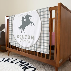Personalized Western Cowboy Baby Blanket With Name, Custom Name Ranch Farm Nursery Theme Throw Blanket Décor, Shower Gift Newborn Girl Boy