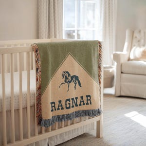 Personalized Cowboy Woven Baby Blanket, Western Cowboy Boys Blanket, Heirloom Blanket, Newborn Name Blanket, Baby Name Blanket, Woven Throw