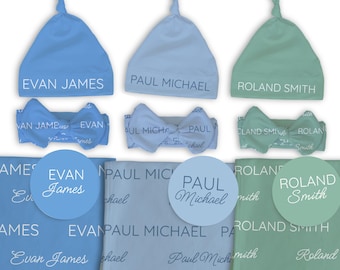 Baby Name Blanket Shower Gifts Swaddle Personalized Name Blanket for Newborn Swaddle and Hat Baby Name Sign for Hospital Blanket for Baby