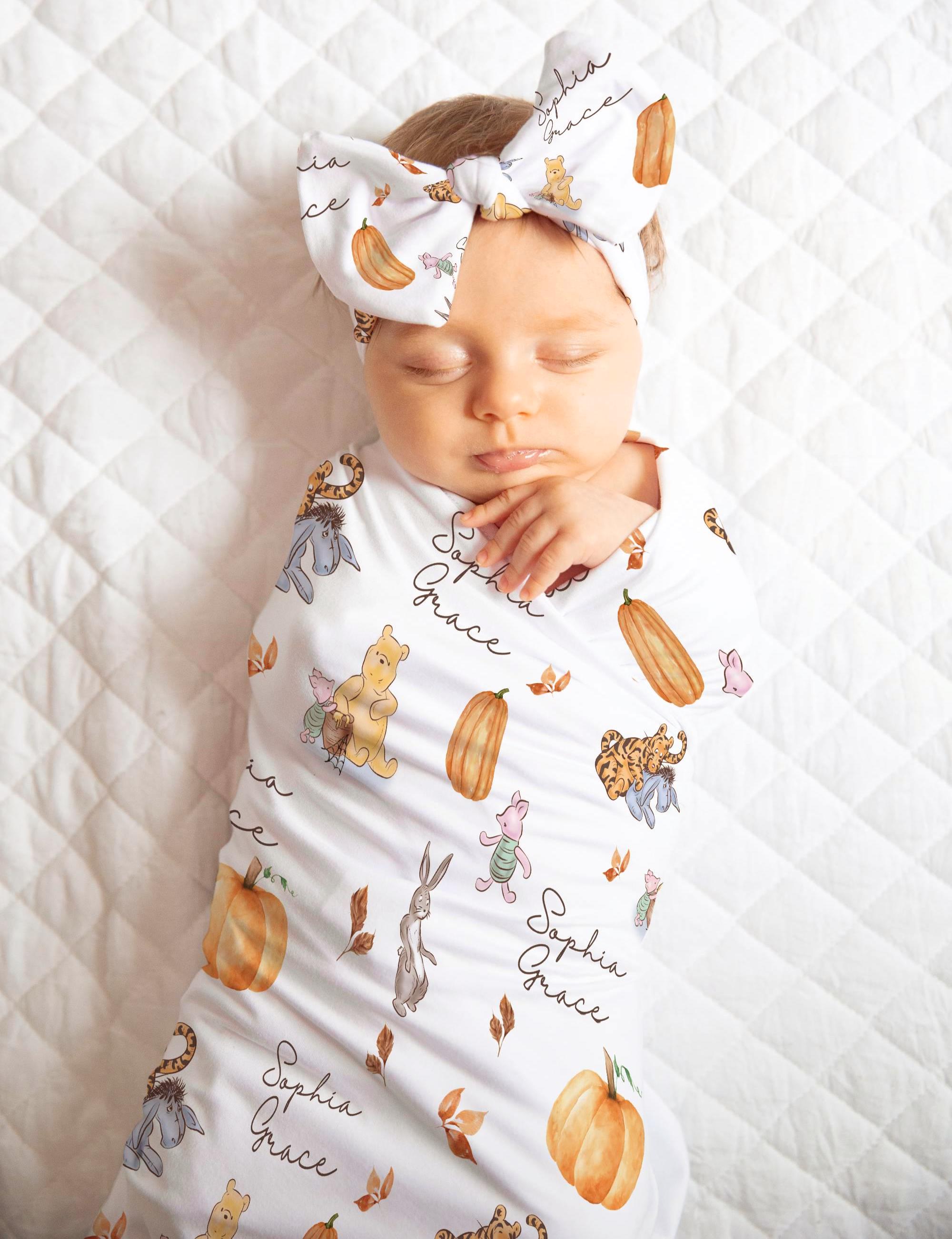 Personalized Baby Swaddle & Hat Set With Name - Custom Blanket For Newborns
