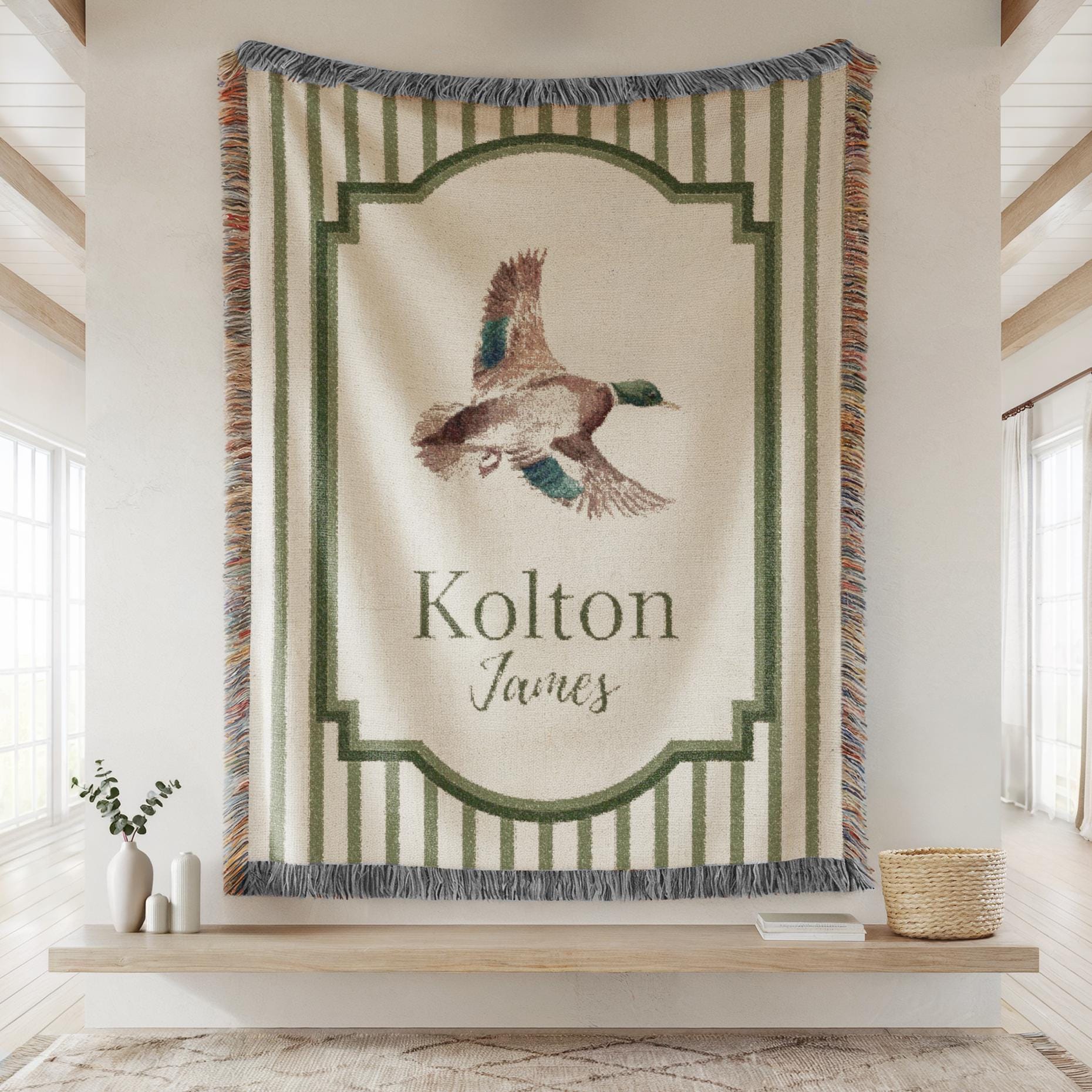 Personalized Mallard Duck Woven Throw Blanket With Name, Hunting Baby ...