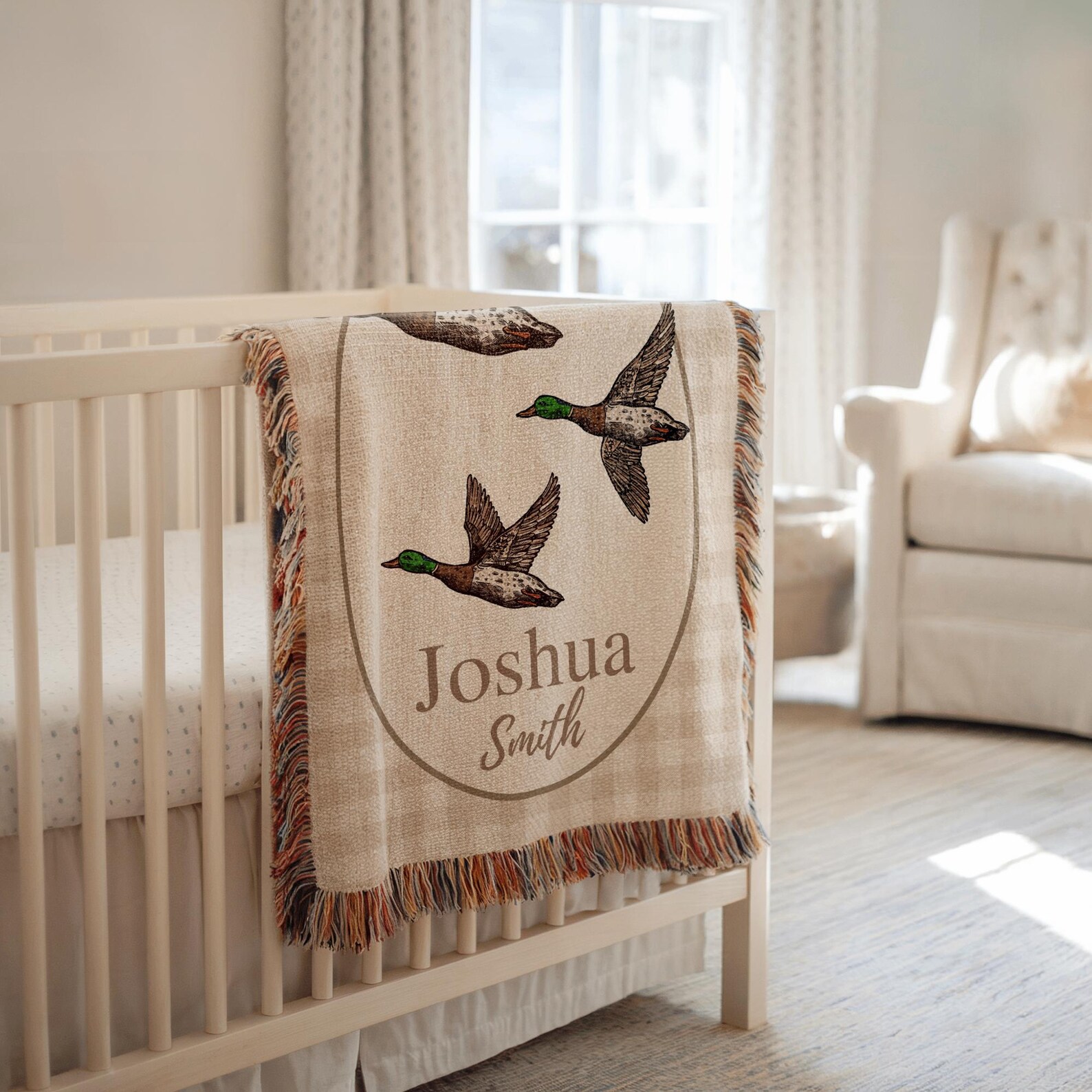 Personalized Mallard Duck Woven Throw Blanket With Name, Hunting Baby ...