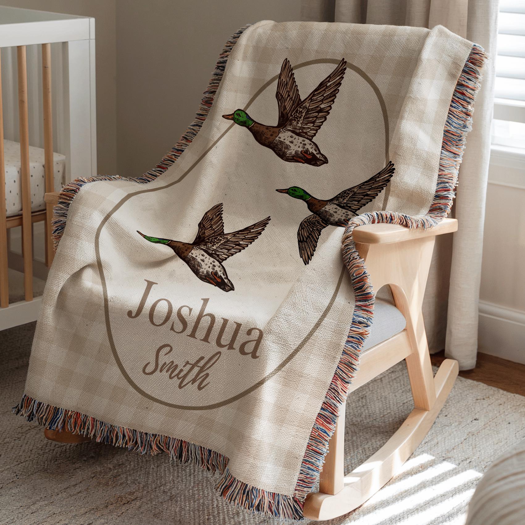 Personalized Mallard Duck Woven Throw Blanket With Name, Hunting Baby ...