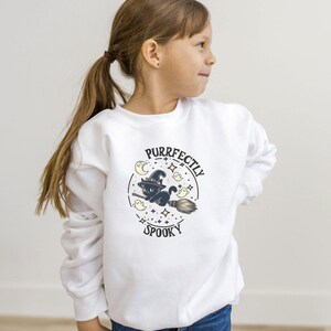 Halloween Black Cat Sweatshirt For Kids, Retro Cat Lover Spooky Season Sweater, Cat Lover shirt, Toddler Gift For Halloween,Spooky Fleece