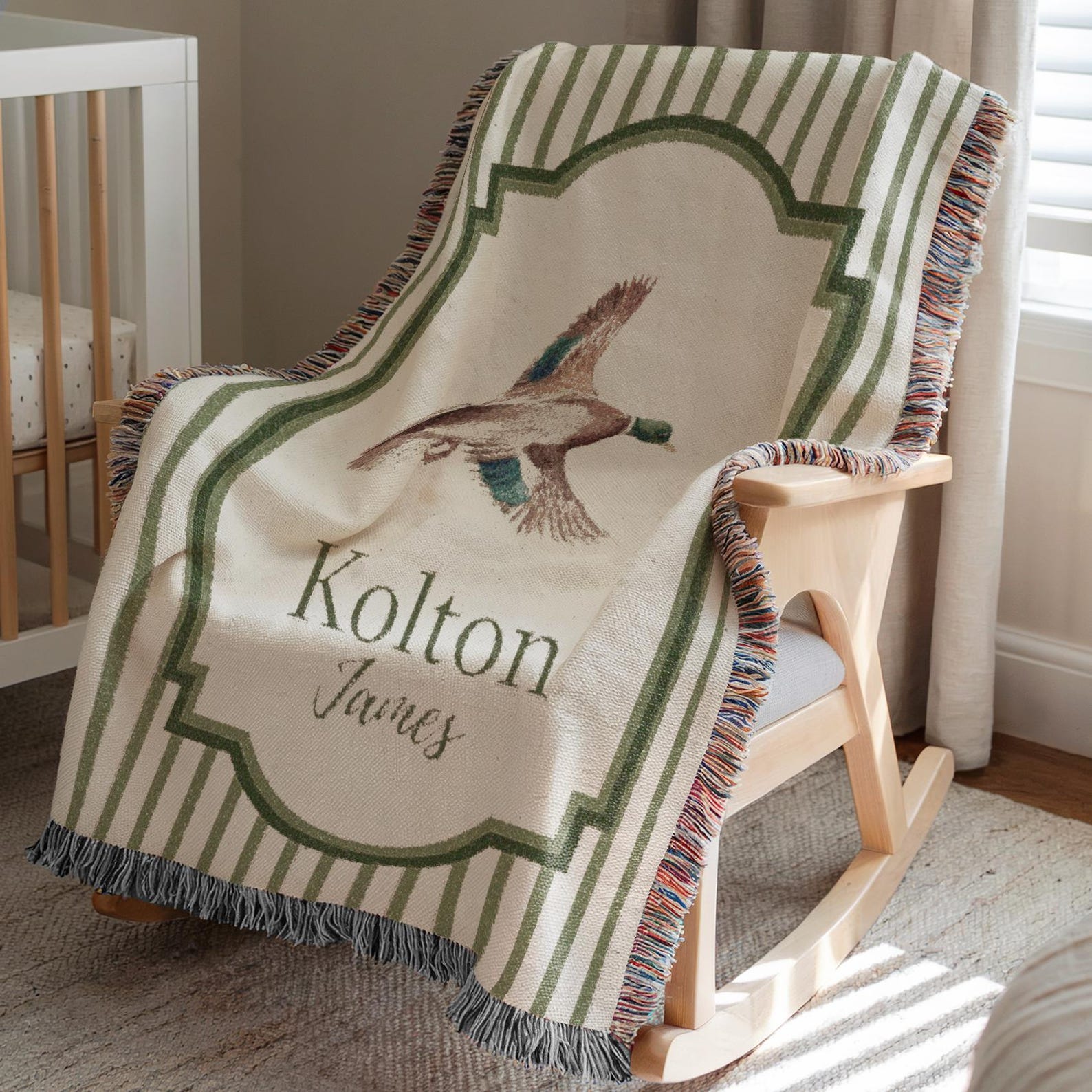 Personalized Mallard Duck Woven Throw Blanket With Name, Hunting Baby ...