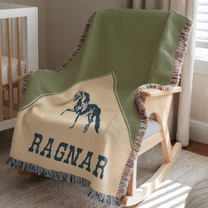 Personalized Cowboy Woven Baby Blanket, Western Cowboy Boys Blanket, Heirloom Blanket, Newborn Name Blanket, Baby Name Blanket, Woven Throw