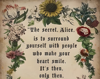 The Secret Alice - Digital Download Art Poster, Canvas Print, Wall Art, Decoupage, Junk Journal, Cottage Core, DIY Art Gift