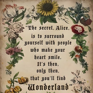 The Secret Alice - Digital Download Art Poster, Canvas Print, Wall Art, Decoupage, Junk Journal, Cottage Core, DIY Art Gift