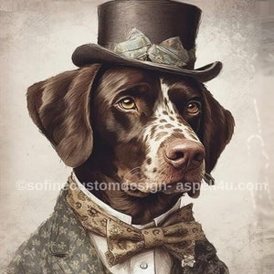 Fancy Dog In Top Hat - AI Created Gift for Dog Lover - Digital Download Canvas Print Wall Art Poster, Junk Journal, Cottage Core DIY Crafts