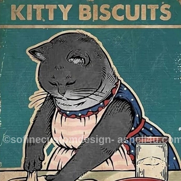 Black Cat Kitty Biscuits We Knead Em You Need Em Kitchen - Digital Download - Canvas Poster - One of A Kind Print - Custom Made AI Designed