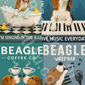 Beagle Jazz Bar und mehr KI erstellt Digital DIY druckbare Leinwand Poster Wand Kunst Handwerk Versorgung Herunterladen, drucken, und bearbeiten Sie mit Ihrem Handy