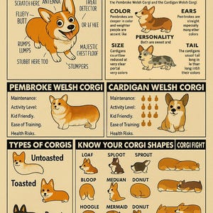 Corgi Knowledge Poster | Anatomy of a Corgi (Digital Download)