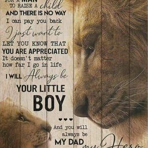 Cub to Lion To My Dad Quote from Son Custom Printable - AI Created Hand Crafted One of A Kind - Digital Download Wall Art Print Cottage Core