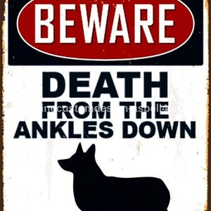 Beware Death From the Ankles Down Dog Warning AI Created One of a Kind Digital Download Canvas Poster Wall Art DIY Printable Craft Supply