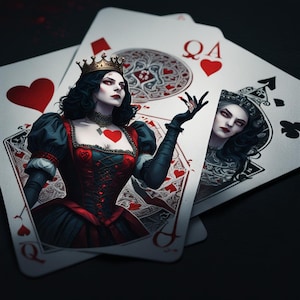 Mad Queen of Hearts - Digital Download Art Poster, Canvas Print, Wall Art, Decoupage, Junk Journal, Cottage Core, DIY Art Gift