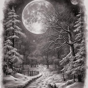 Night Sky Full Moon Multi Colors AI Created One of a Kind Digital Download Canvas Poster Wall Art DIY Printable Gift Make Your Own Crafts