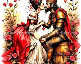 King and Queen Poker Playing Card - Digital Download Art Poster, Canvas Print, Wall Art, Decoupage, Junk Journal, Cottage Core, DIY Art Gift