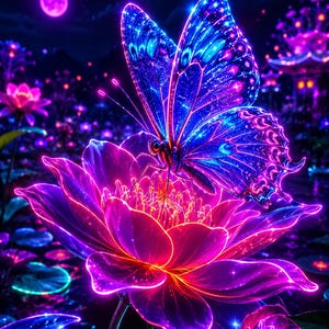 Living Art Neon Butterfly MP4, Moving Wall Art, Animated Video Loop, Digital Download, TV Art, YouTube Background