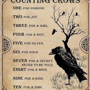 Counting Crows Poem Poe Inspired Halloween Wicca Coven AI Enhanced Versatile Digital Design Instant Download Fairycore Cottagecore DIY Craft