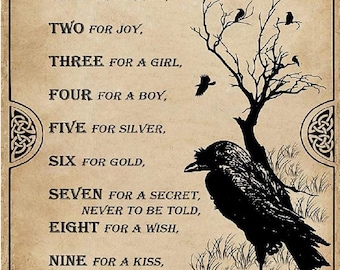 Counting Crows Poem Print | Halloween, Wicca Coven Art (Digital Download)