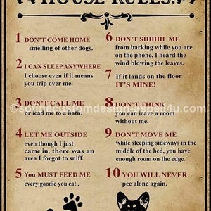 Corgi House Rules Dog Lovers Art AI Created One of a Kind Digital Download Canvas Poster Wall Art DIY Printable Gift Make Your Own Crafts